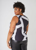 Abstract Print Cowl Neck Tank