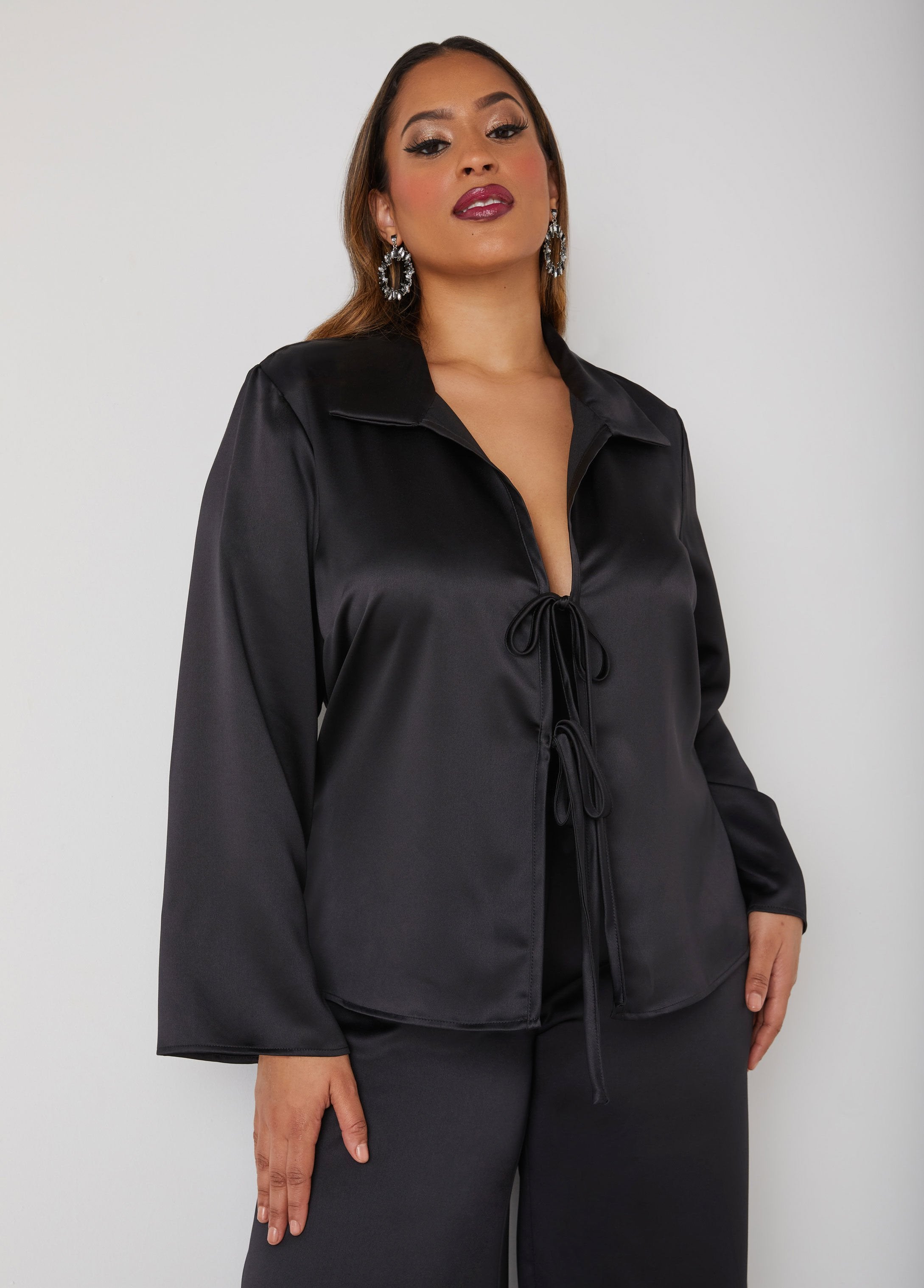 Plus Size Satin Top Plus Size Party Top Plus Size 90s Fashion Set