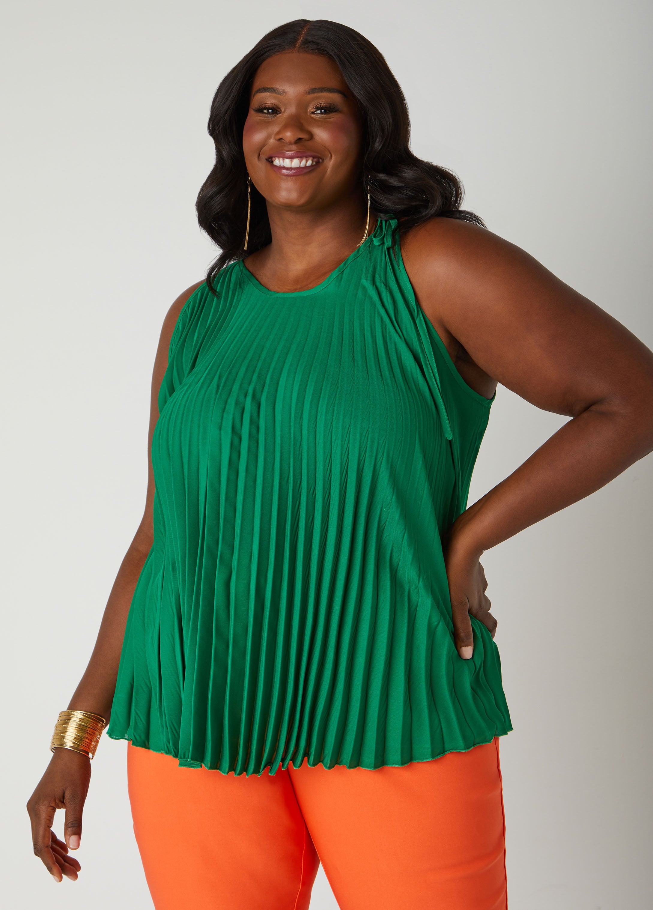 Plus Size Pleated Swing Top