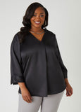 Plus Size Satin Top Satin Pleated Blouse Going Out Top