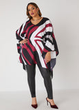 Printed V Neck Poncho