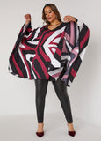 Printed V Neck Poncho