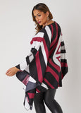 Printed V Neck Poncho