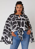 Plus Size abstract print top plus size fashion party top plus size tops