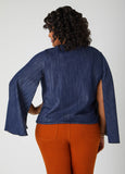 Tie Front Textured Denim Top