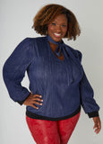 Plus Size Denim Shirt Plus Size Neck Tie Jean Shirt Chambray Top