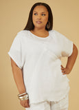 Plus Size patchwork cotton gauze top plus size summer set