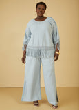 Fringed Cotton Gauze Blouse