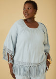 Plus Size cotton gauze blouse plus size top casual shirt set