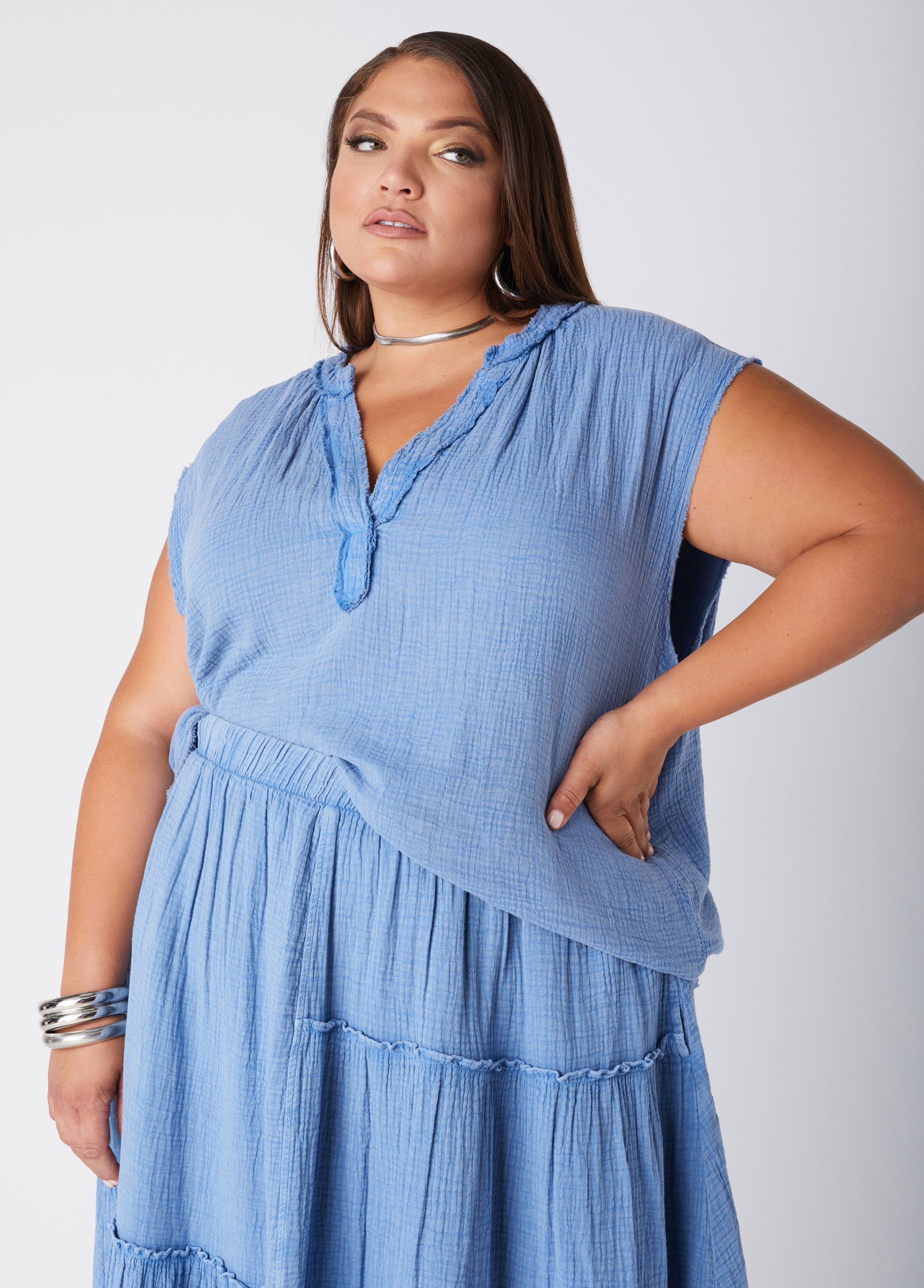 Plus Size Cotton Gauze Top Plus Size Plus Size Summer Set