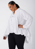 Poplin Bubble Effect Hi Low Shirt