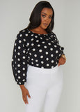 Plus Size Polka Dot Poplin Blouse