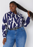 Plus Size basic printed cotton shirt top trendy fashion plus size top