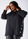 Plus Size collared button shirt cotton plus size staple shirt work tops