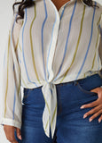 Tie Front Striped Shirt