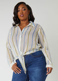 Tie Front Striped Shirt