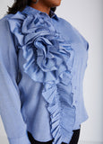 Ruffled Chambray Shirt