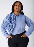 Plus Size jean shirt plus size denim top sexy plus collared shirt