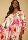 Floral Print Satin Kimono