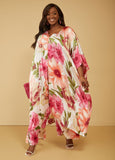 Floral Print Satin Kimono