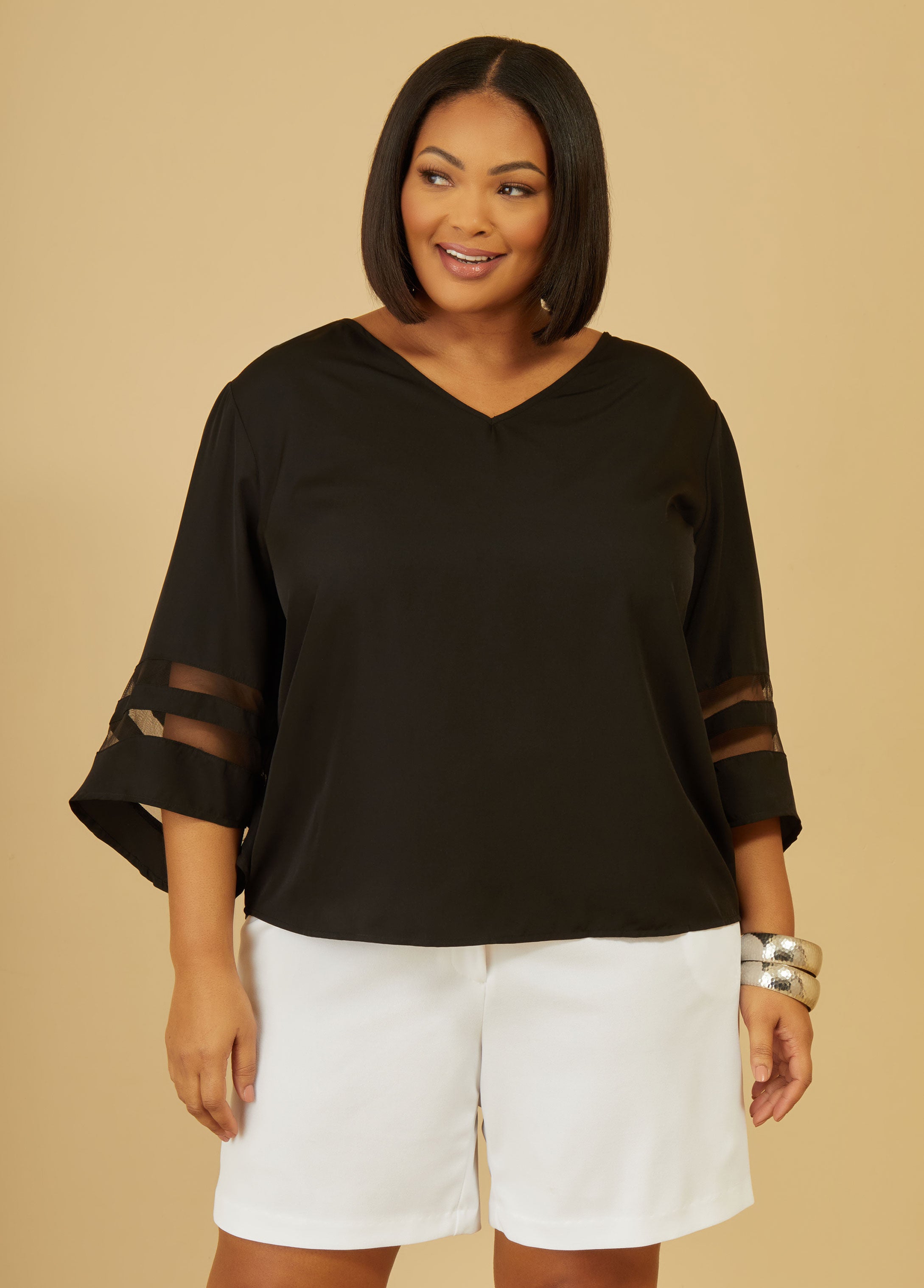 Plus Size V Neck Blouse Plus Size Long Sleeve Shirts Plus Size Tops