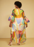 Abstract Print Organza Duster