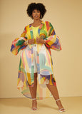 Abstract Print Organza Duster