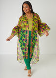 Geo Print Organza Duster