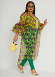 Geo Print Organza Duster