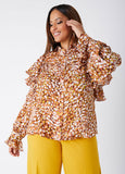 Ruffled Printed Crepe Shirt