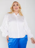 Plus Size Satin Shirt Plus Size Holiday Top Plus Size Winter Fashion