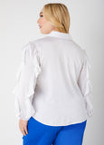 Crystal Ruffle Trimmed Satin Shirt