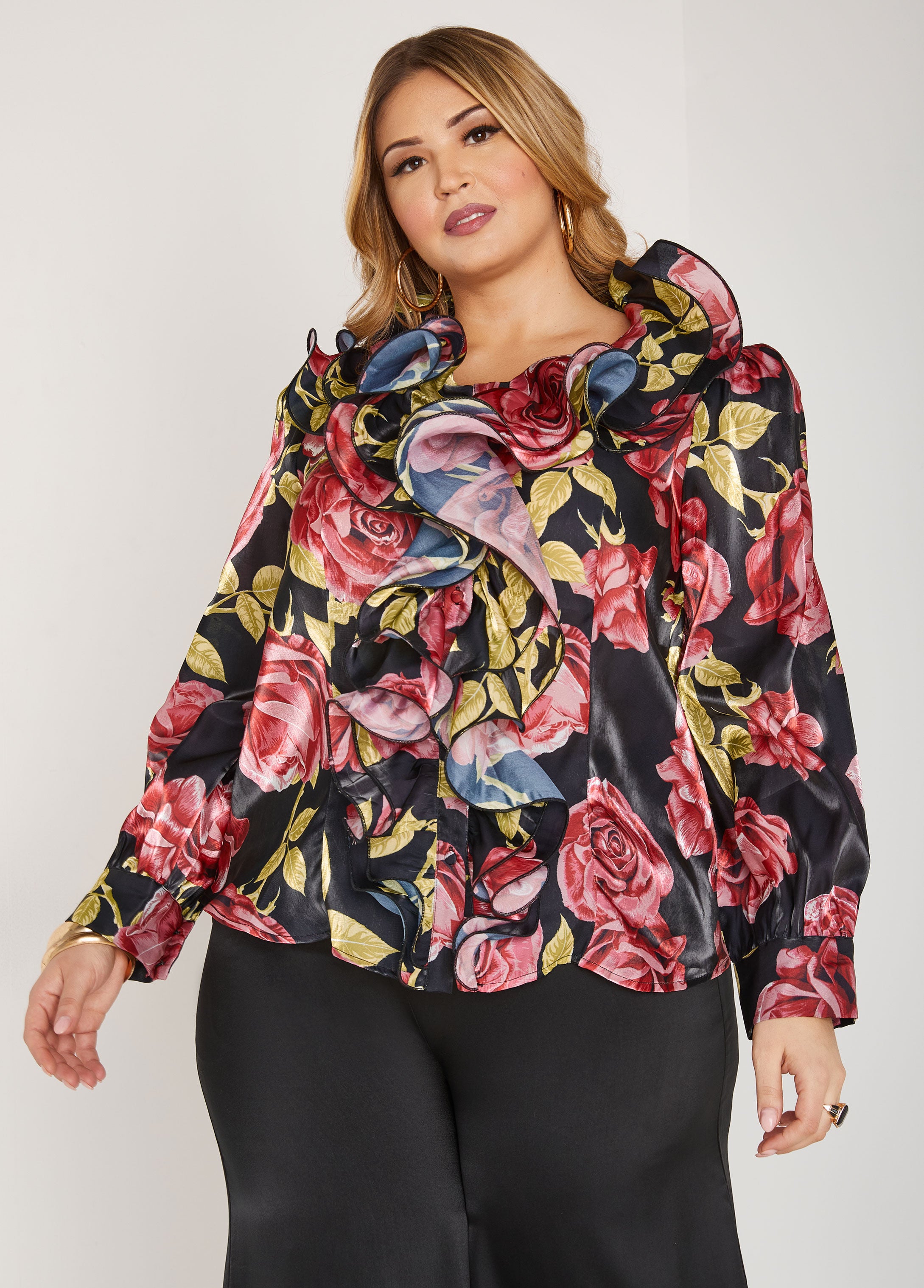 Plus Size Satin Holiday Top Plus Size Fashion Top Plus Size Work Blouse