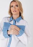 Denim Paneled Poplin Shirt