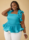 Ruffle Trimmed Peplum Top