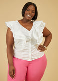 Plus Size Poplin Shirt Plus Size Ruffled Top Plus Size Tops