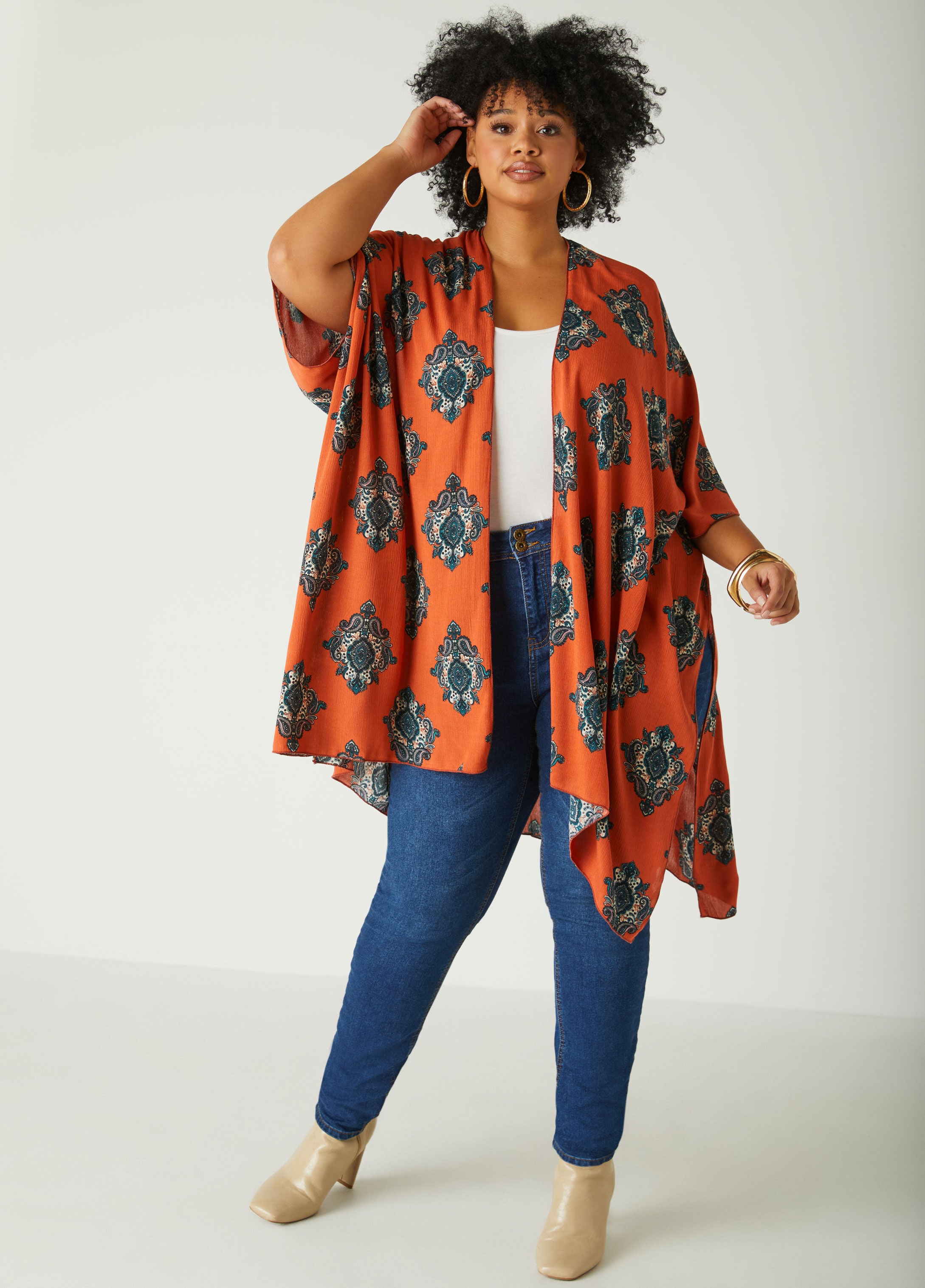 Plus Size Paisley Print Kimono Plus Size Duster Plus Size Layers