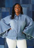 Bell Sleeved Denim Poncho