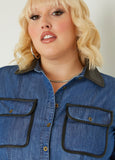 Faux Leather And Chambray Shirt