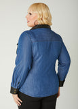 Faux Leather And Chambray Shirt