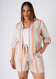 Cropped Striped Gauze Shirt