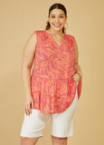 Plus Size casual tops plus size summer blouse plus size print linen top