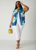 Plus Size Floral Denim Print Shirt