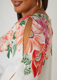 Cutout Floral Print Shirt