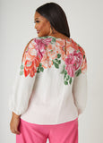 Cutout Floral Print Shirt