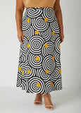 Plus Size Circle Print Scuba Maxi Skirt Plus Size A Line Skirt