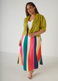 Striped Scuba Maxi Skirt