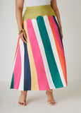 Plus Size Striped Scuba Maxi Skirt