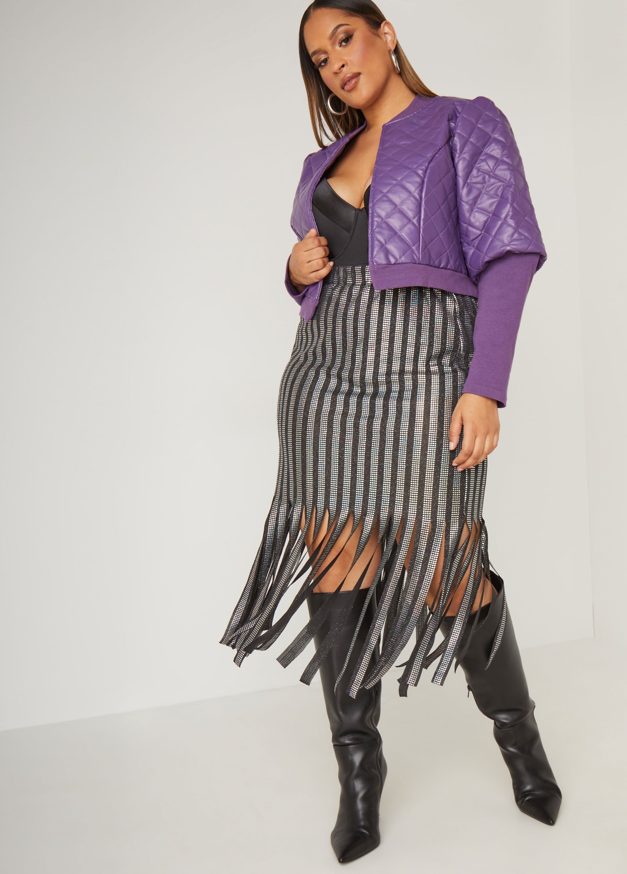 Plus Size Midi Fringed Skirt Plus Size Holiday Skirt