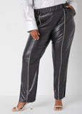 Crystal Faux Leather Tapered Pants